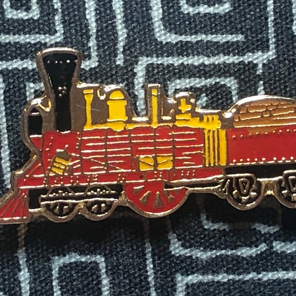 Locomotive Enamel Pin - Choo-Choo Train - Steam Engine Train - Train Collectible pin - Engineer gift - Engine and Box Car Pin - red train