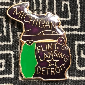 Michigan State Shaped Enamel Pin - Lake Michigan - Flint - Lansing - Detroit - Wolverine State - MI pin - Mackinac Island - Dutch Windmill