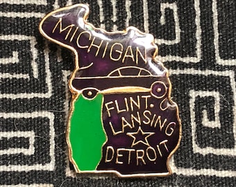Michigan State Shaped Enamel Pin - Lake Michigan - Flint - Lansing - Detroit - Wolverine State - MI pin - Mackinac Island - Dutch Windmill