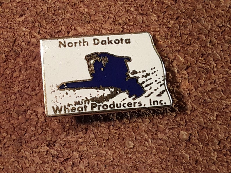 Vintage Wheat farming for Trucker Cap Wheat Producers Blue White and Gold Farm Combine Pin North Dakota Enamel Pin