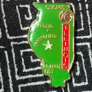 ILLINOIS State Shaped Enamel Pin - Basketball - Peoria - Springfield - Chicago - Granite City - Prairie State - IL pin - Sears Tower