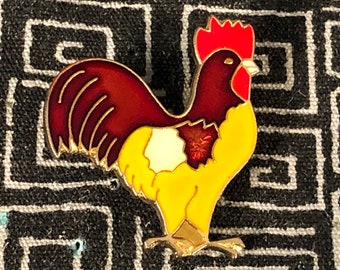 ROOSTER ENAMEL PIN - Old English Cockerel - Comb - Tail - Spurs - Farm - Animal - Chicken - Chick - Hen - Pullet - Coop - Roost - Eggs - Pet