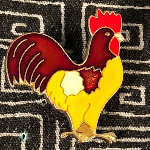 ROOSTER ENAMEL PIN - Old English Cockerel - Comb - Tail - Spurs - Farm - Animal - Chicken - Chick - Hen - Pullet - Coop - Roost - Eggs - Pet