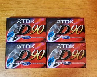 TDK Cassette Tapes (Set of 4 ) Sealed New D90 High Input Blank Cassette tapes sealed- Ideal For CD - IEC/Type1