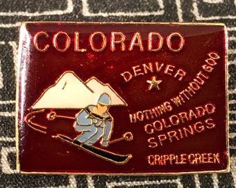 COLORADO Enamel Pin - Denver - Colorado Springs - Cripple Creek - Nothing without God - Downhill Skiing - Skier - Mountain - Rocky Mountains