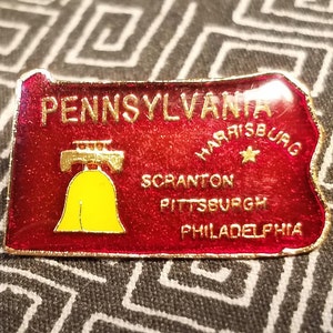 Pennsylvania State Shaped Enamel Pin - Scranton - Liberty Bell - Pittsburgh - Harrisburg - Philadelphia - Phillies - Eagles - PA - Pocono