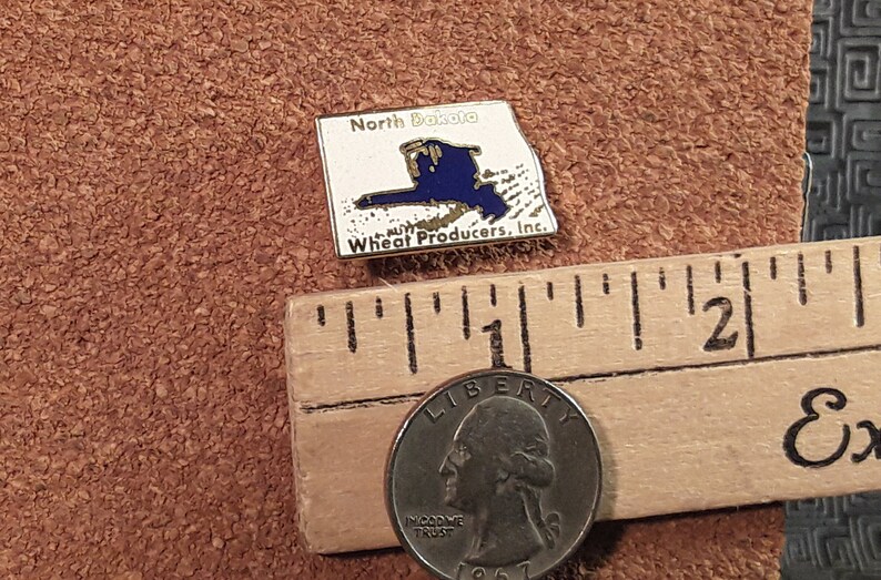 Vintage Wheat farming for Trucker Cap Wheat Producers Blue White and Gold Farm Combine Pin North Dakota Enamel Pin