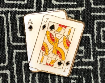Black Jack Card Enamel Pin - Games - Entertainment- Casino - Ace of Spades - Jack of Spades - Poker - Card Game - poker card player pin - 21