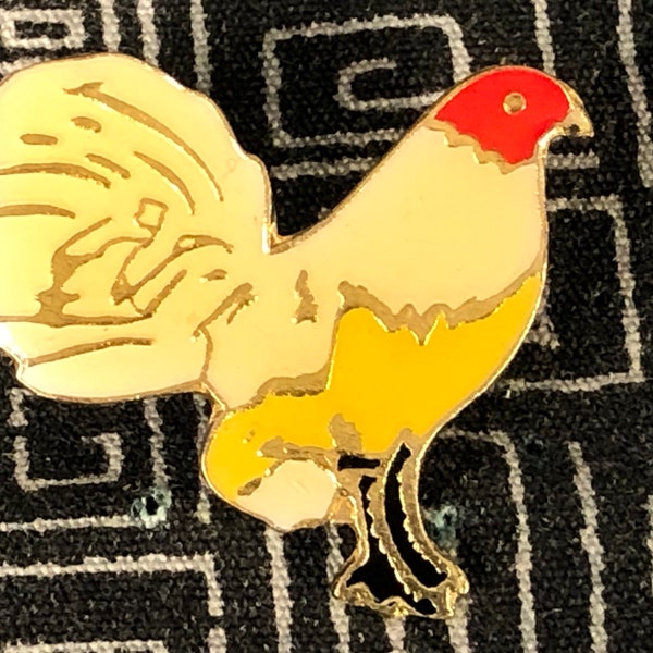 CHICKEN ENAMEL PIN - Japanese Bantam - Comb - Tail - Spurs - Farm - Animal - Chicken - Chick - Hen - Pullet - Coop - Roost - Eggs - Pet