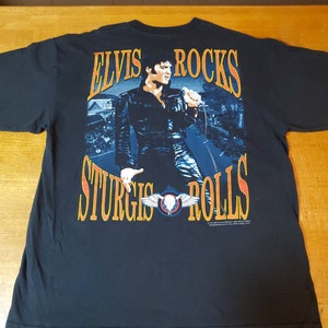 Elvis Presley Sturgis Rally Tee Shirt 2001 - 2 sided-Size Large L Original Vintage - Missing Tag Gently Worn