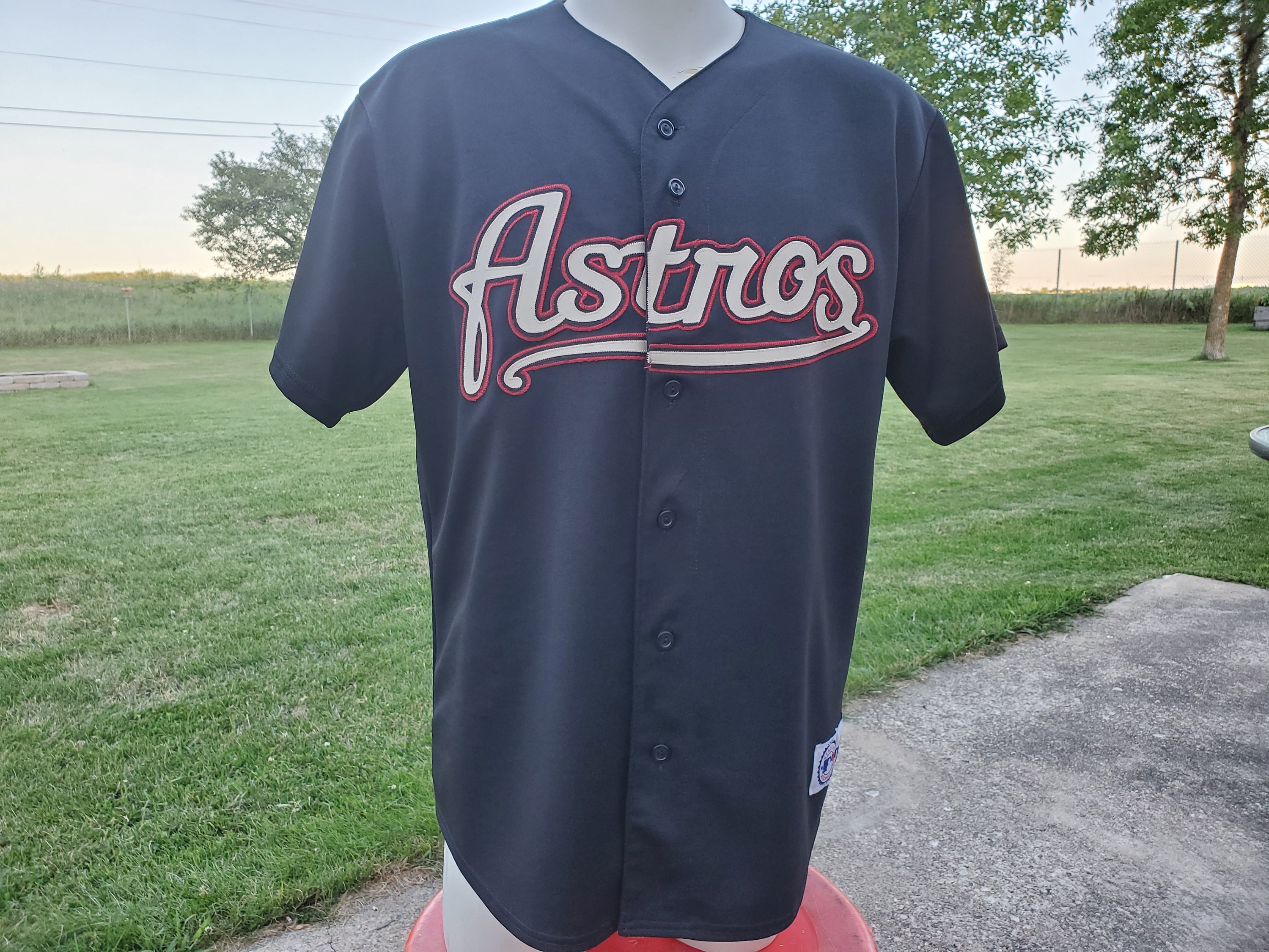 Houston Astros Jersey Button up MLB Baseball Jersey Size L 