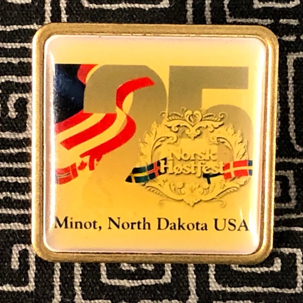 Norsk HOSTFEST 25th Anniversary enamel pin - Minot, North Dakota USA - Festival - Norseman - ND - celebration - Norwegian - Norwegian Flag