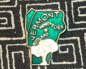 Vermont State Shaped Enamel Pin - Montpelier - Rutland - Newport Junction - St. Johnsbury - VT pin - Green Mountain State - Woodstock - VT