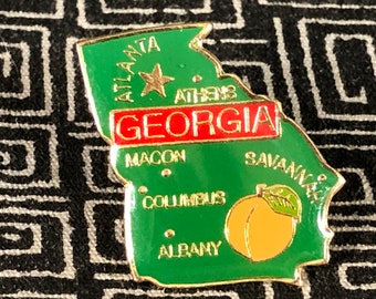 Georgia State Enamel Pin - Georgia Peach - Albany - Macon - Athens - State shaped - Atlanta - Fox Theatre - Savannah - Columbus - collection