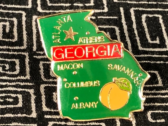 Georgia State Enamel Pin - Georgia Peach - Albany - Macon - Athens - State shaped - Atlanta - Fox Theatre - Savannah - Columbus - collection