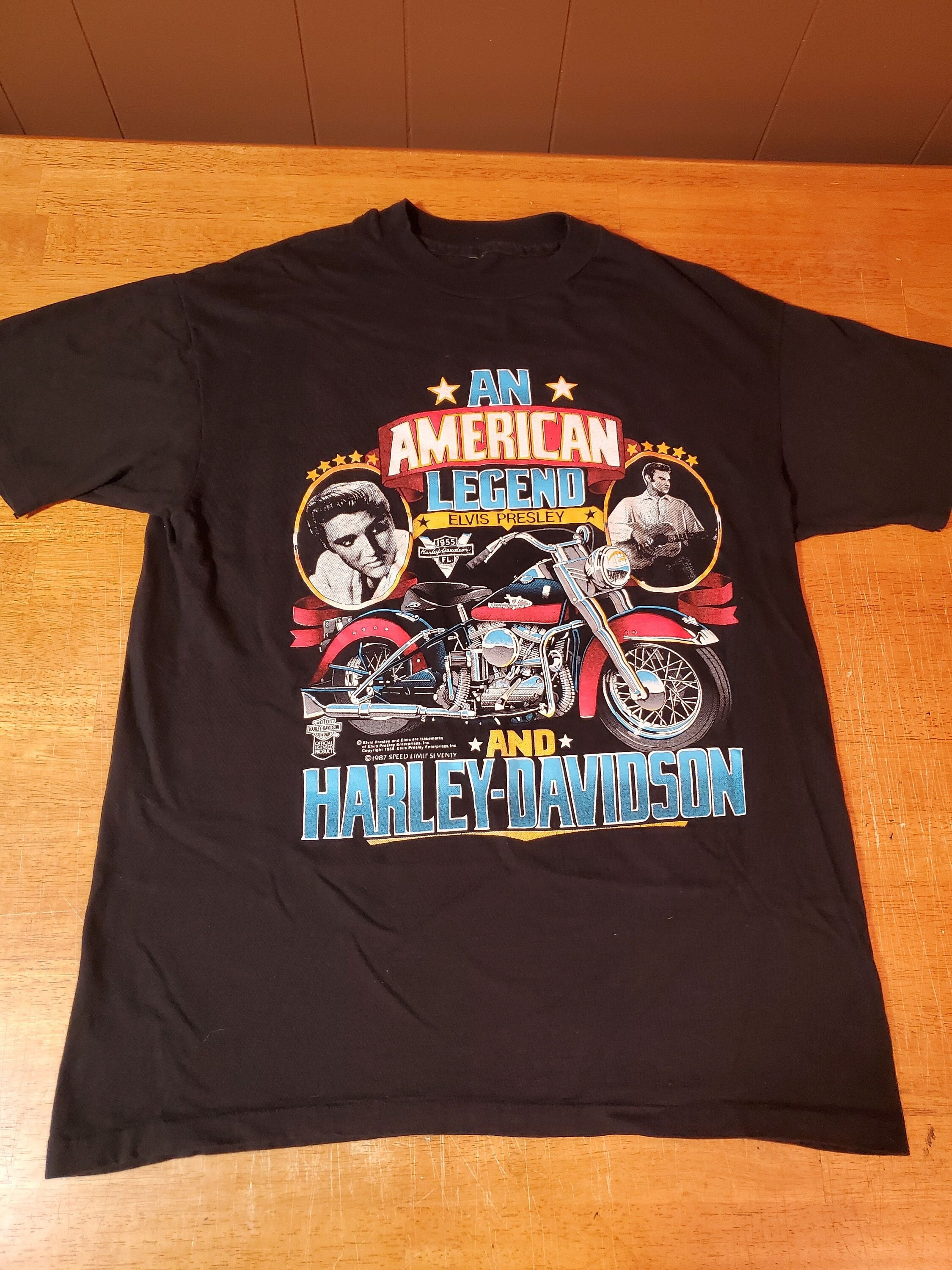 Elvis Presley Harley Davidson Sturgis Tee Shirt 1990 - 2 Sided 