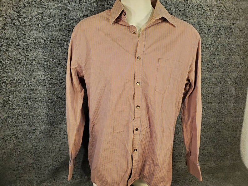 Union 76 Gas Station Attendant Crew Shirt Button Up With Patch on Back Perry Ellis Long Sleeve