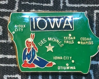 IOWA State Shaped Enamel Pin - Hawkeye State - Des Moines - Sioux City - Dubuque - Davenport - IA pin - Iowan - Cedar Rapids - Cedar Falls