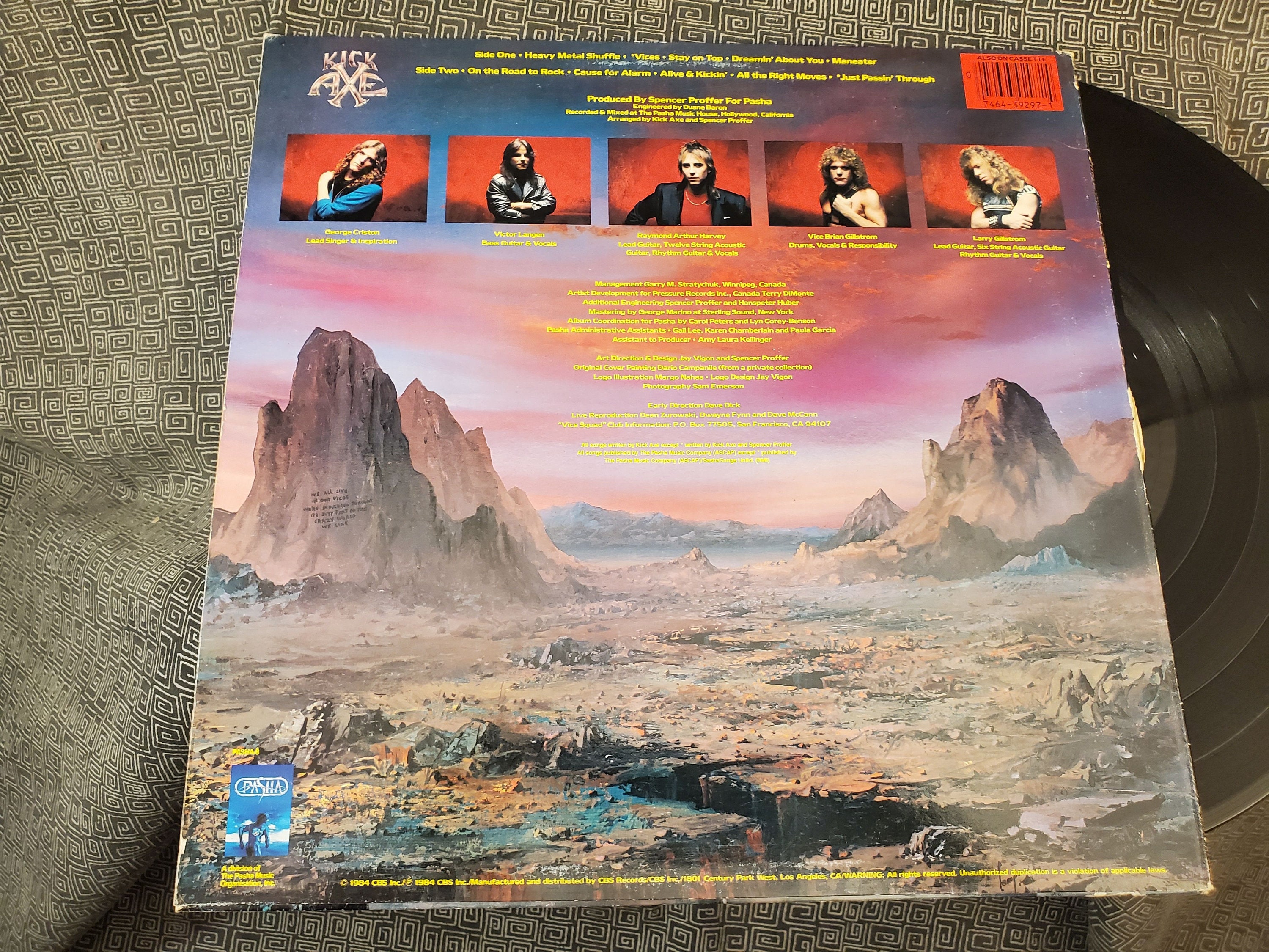 Kick Axe Vinyl LP - Vices - Play Tested Record - Canadian Glam