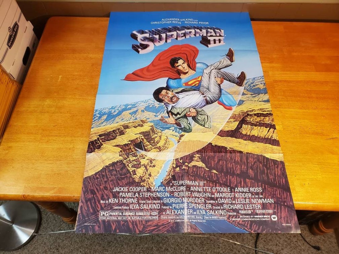 Superman 3 Movie Poster Authentic Original Vintage Folded Etsy Superman 3 Movie Poster Authentic Original Vintage Folded Etsy