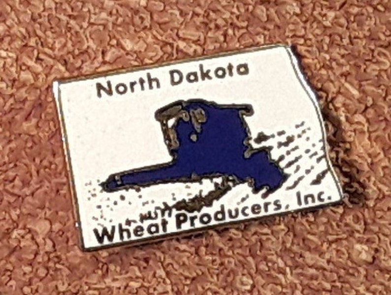Vintage Wheat farming for Trucker Cap Wheat Producers Blue White and Gold Farm Combine Pin North Dakota Enamel Pin