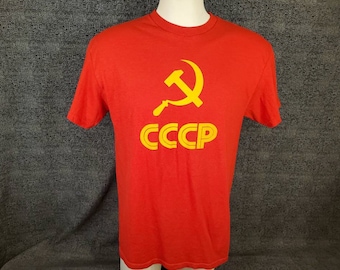 CCCP Hammer Sickle Soviet Retro Red T-Shirt Men’s  Sizes Small & X-Large NEW