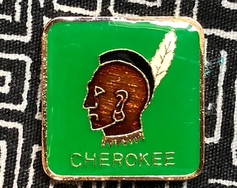 CHEROKEE ENAMEL PIN - Native American - Cherokee Nation - feather - tribe - tribal - ceremony - Keetoowah - pow wow - Oklahoma - Iroquoian