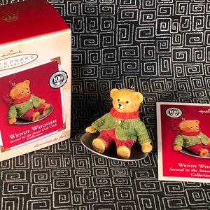 Hallmark Keepsake Wendy Whoosh Ornament - 2002 - #2 in Snow Cub Club Collection - Bear sitting in saucer ready for Winter games