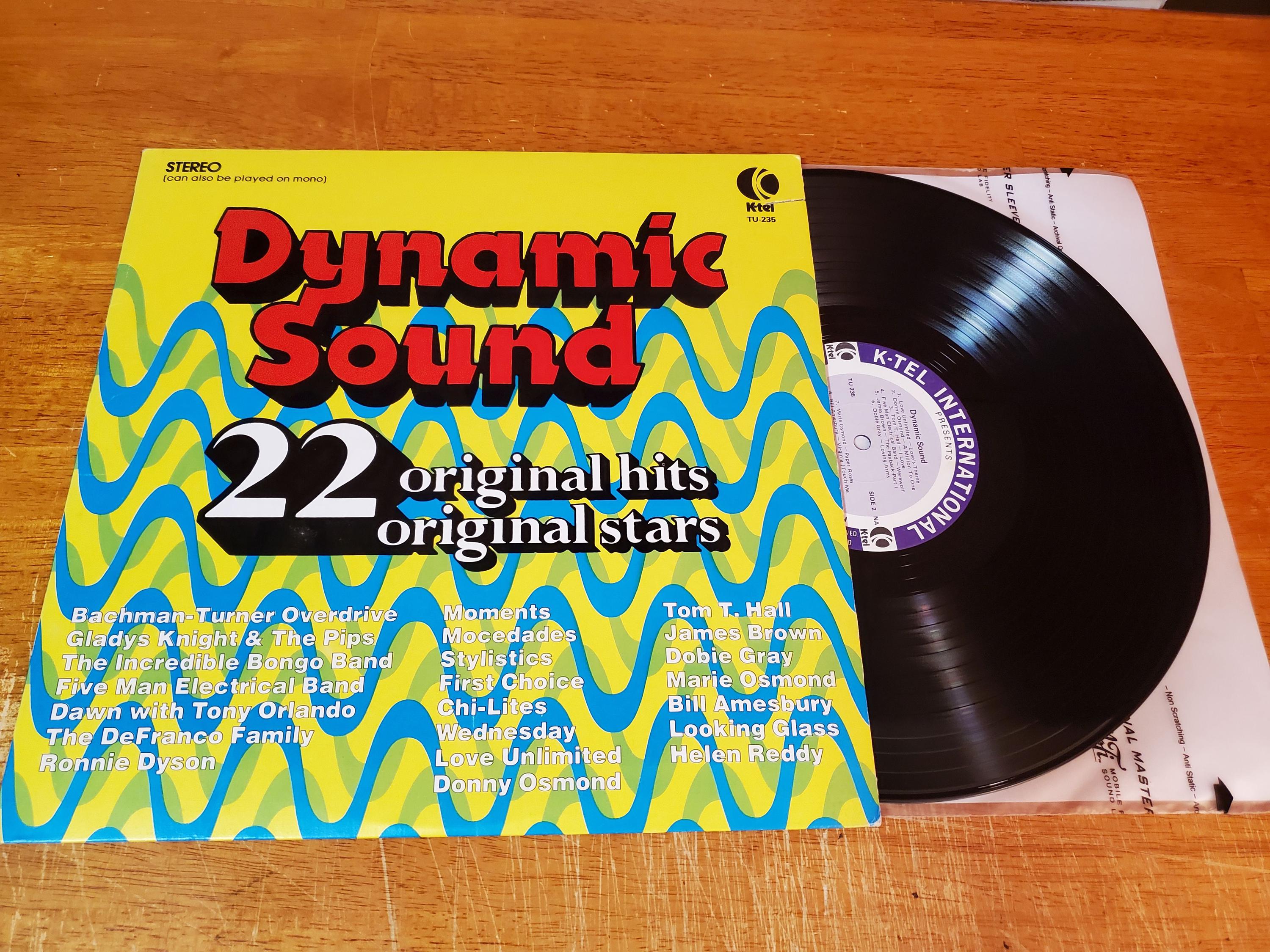 KTEL Dynamic Sound Vinyl Record - Play Tested LP Album - Various 70s Hit Rock Songs - Vg+ - Original 1974- James Brown - Marie Osmond