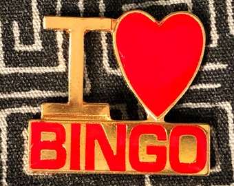 I LOVE BINGO Enamel Pin - Bingo pin - Games - Entertainment - Chip - Marker - VFW - Casino - heart Pin - fun gift - Bargo pin - Bingo Lover