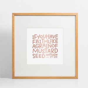 PRINTABLE Bible Verse Wall Art for Kids, Faith Like a Mustard Seed, Christian Scripture Download, Matthew 17 20, metallic color typography