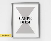 Carpe Diem, Cease the day, Empowering quote, Motivation word art, inspirational phrase, Entrepreneur saying, Typography office wall art
