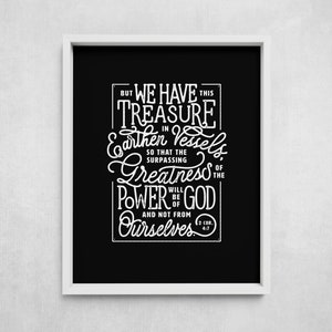 We have this treasure in earthen vessels, 2 Corinthians 4:7, Bible Verse Scripture Gift, Modern Christian Wall Decor Poster, jars of clay image 6