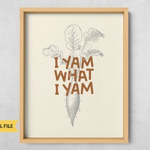 Vegetable pun wall art, kitchen wall decor, dining room wall art, funny quote decoration, keto vegan joke, vintage vegetable art