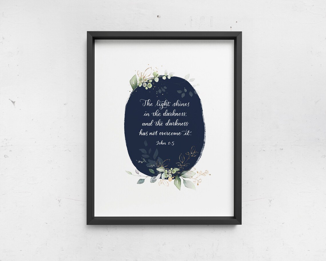 John 1 5, Christian Wall Art, the Light Shines in the Darkness and the ...