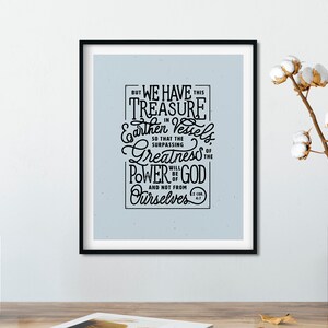 We have this treasure in earthen vessels, 2 Corinthians 4:7, Bible Verse Scripture Gift, Modern Christian Wall Decor Poster, jars of clay image 7