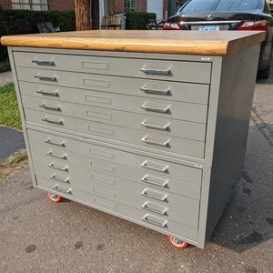 Flat File Workstation Storage Center Butcher Block Top