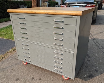 Flat File Workstation Storage Center Butcher Block Top