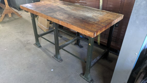 Vintage Industrial Maple Workbench Etsy