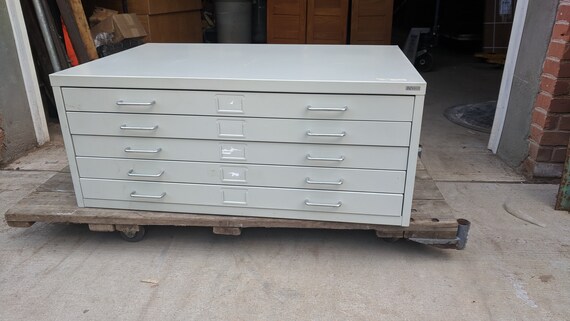 Steel Safco Flat File Cabinet 5 Drawer With Top 36x Etsy
