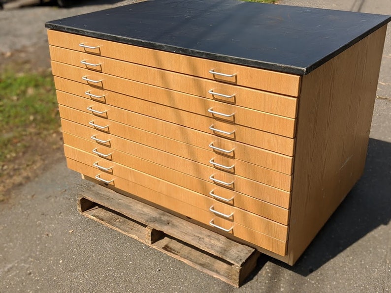 Hamilton Wooden Flat File 10 Drawer 48x36 Black Lab Etsy