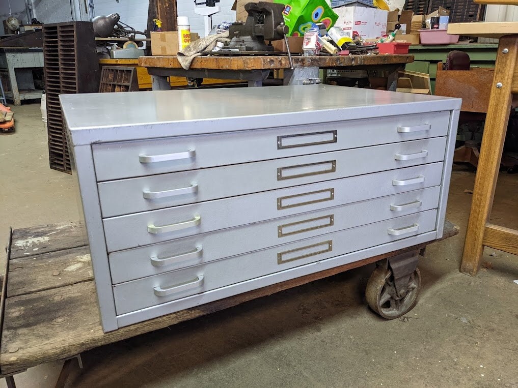 Vintage Flat File Coffee Table Custom Refinished in Sun Gold, Free U.S.  Shipping 