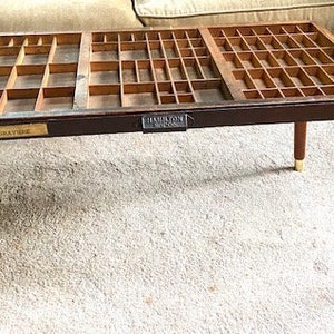 Hamilton Letterpress California Type Case  Drawer Coffee Table  Wooden Legs