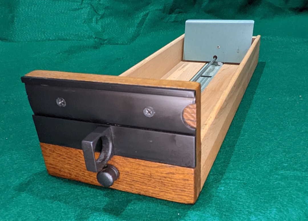Vintage Library Card Catalog Drawer Oak W Oil Rubbed Face All Wood Box