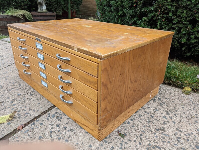 Vintage Wooden Flat File Mayline Light Oak 36x24 Five Etsy