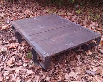 Vintage Industrial Factory Skid Coffee Table Platform Pallet