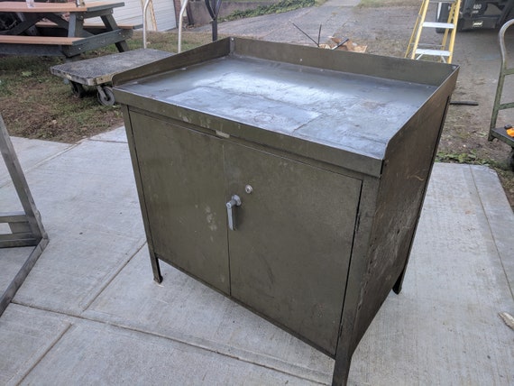 Vintage Lyon S Steel Work Table Storage Cabinet Counter Etsy