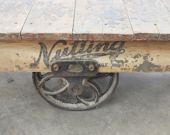 Geninue Original Nutting Factory Cart, Coffee Table, Railroad, Furniture , Garden