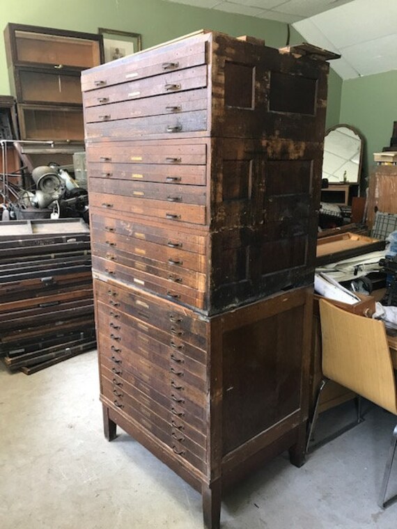 Wooden Flat File Cabinet 23 Drawers Etsy