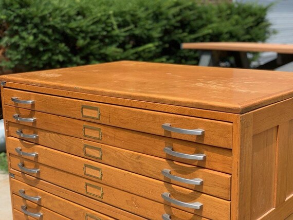 Hamilton Wooden Flat File Cabinet 10 Drawer Chrome Puls Etsy